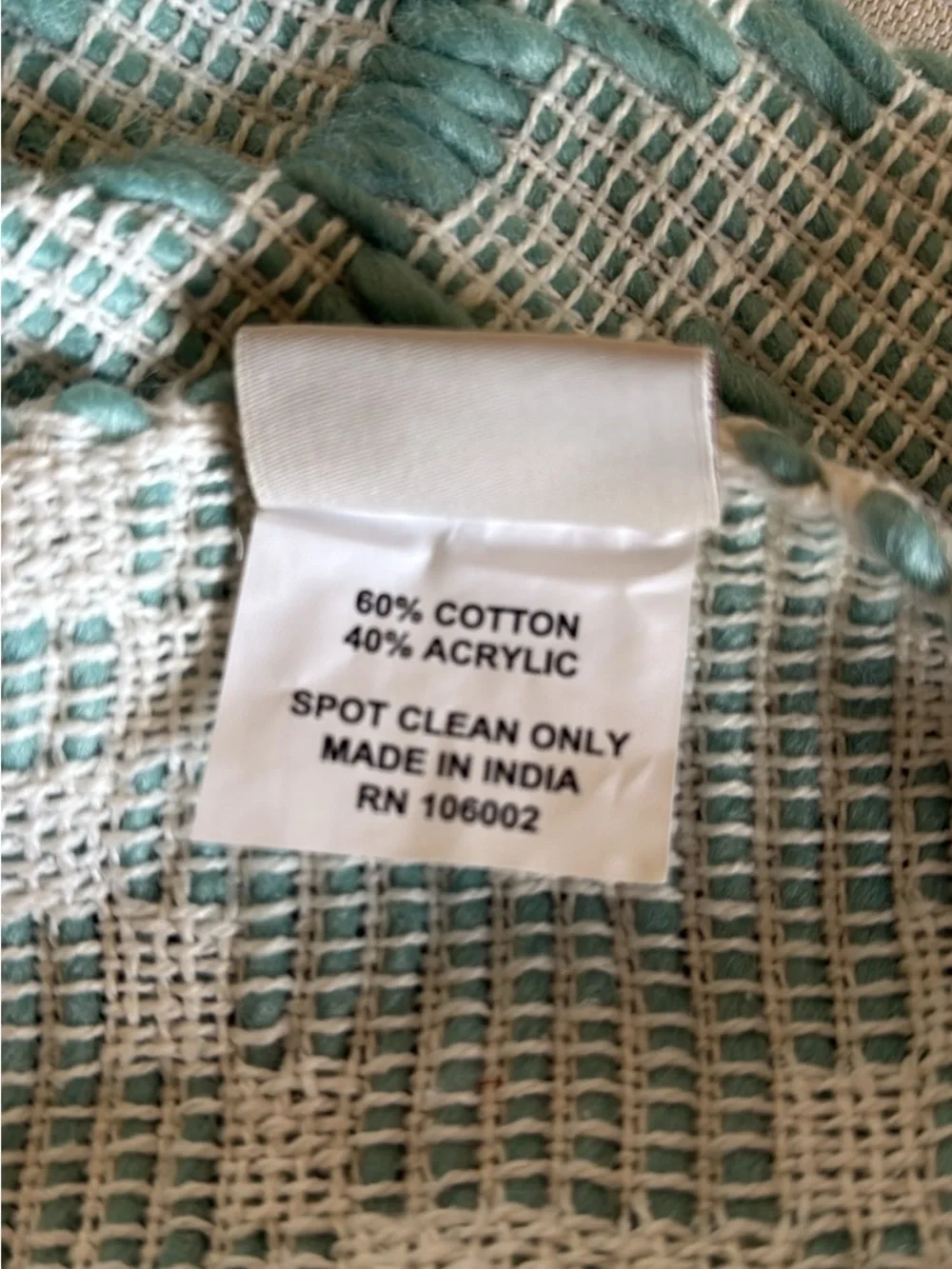 Cynthia Rowley Aqua and Cream Woven Throw